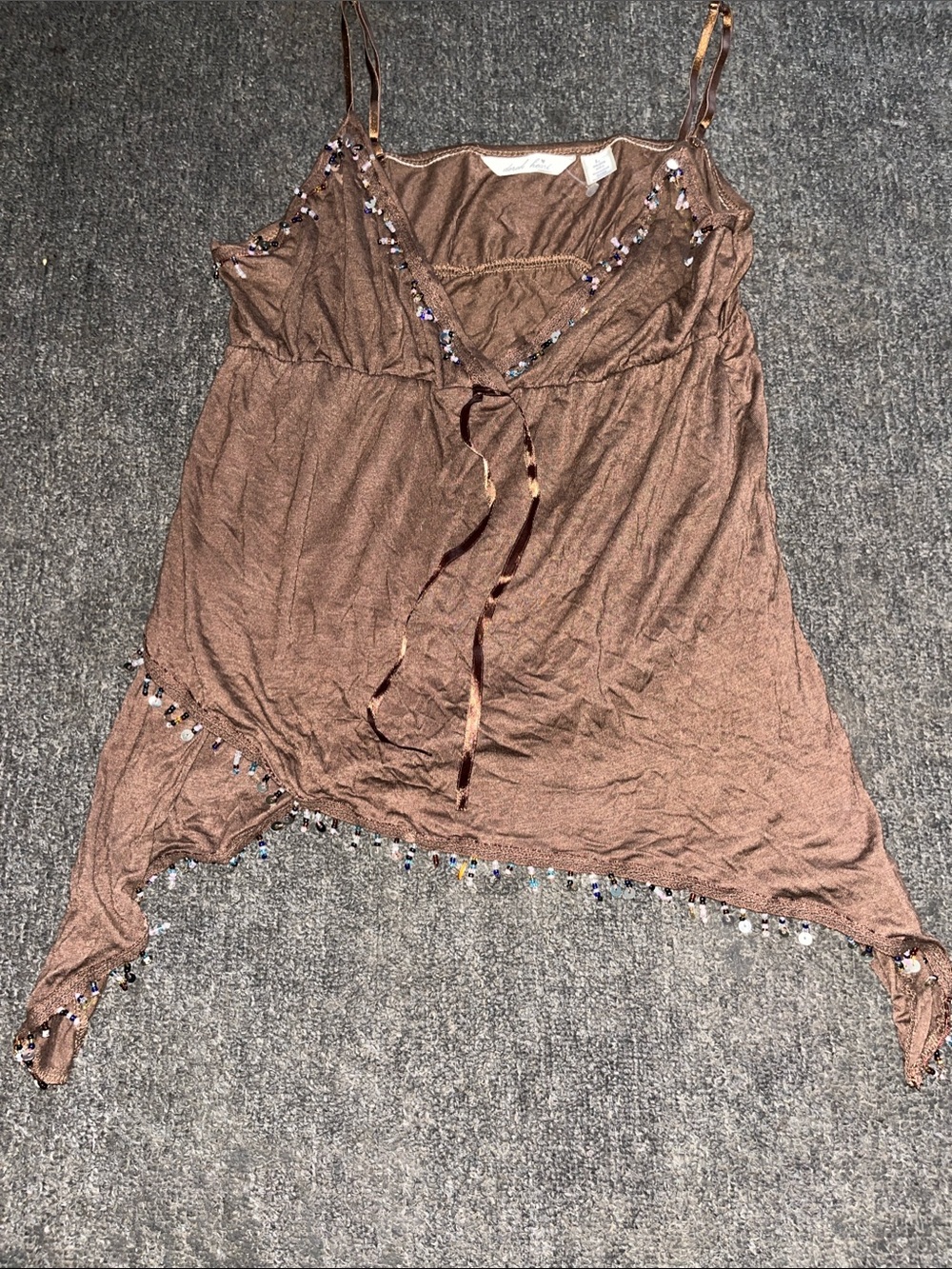 Beaded Brown Spaghetti Strap Camisole